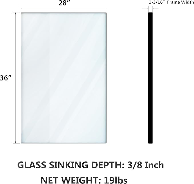 VocalStar Black Metal Framed Bathroom Mirror for Wall, 28 x 36 Inch Square Corner Rectangle Matte Black Bathroom Vanity Mirror Farmhouse, 1/4-inch Shatterproof Glass | Ultra-Flush Hanging