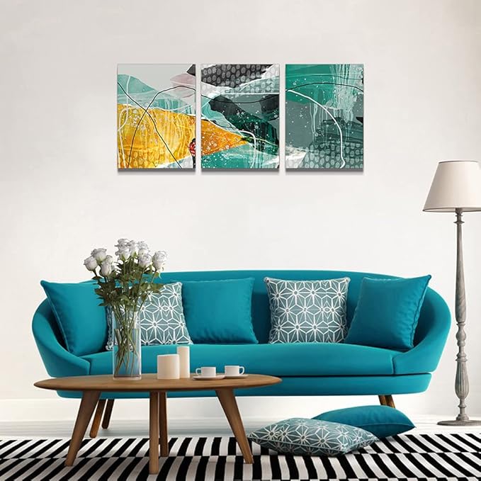 Canvas Wall Art For Living Room Abstract Wall Decor For Office Modern Bedroom Wall Decorations For Bathroom Hang Pictures Artwork Kitchen Wall Art Blue Watercolor Abstract Painting Home Decor 3 Piece
