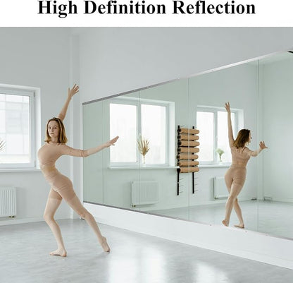 Ruomeng Home Gym Mirror, 55''x20''x2PCS Full Length, Large Frameless Body Mirror Tempered Glass for Gym, Workout, Yoga, Garage, Dance Studio