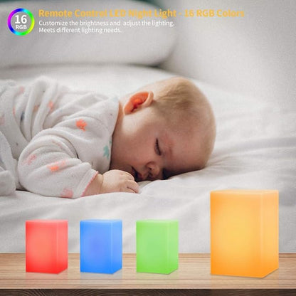 Cube Shape Color LED Mood Lamp, Rechargeable Dimmable Night Light with Remote Control 16 Dimmable Colors 4 Effects for Kids and Adults,Ambient Decorative Party Lighting (Cubic 10 * 15cm)