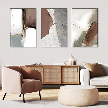 Wall Art Set of 3 Frames Canvas Wall art Decor Abstract Minimalism Natural Style Art Mural Posters & Prints, large Size Wall Art Aesthetics Living room Bedroom Kitchen Office (32 "X 24" X 3 pieces)
