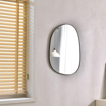 ELEHUME Asymmetrical Mirror for Wall Decor 23"*30", Modern Brass Framed Wall Mirror for Living Room Bathroom Bedroom Entryway ELE-STOU-0064G