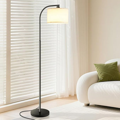 Floor Lamp for Living Room,Tall Standing Lamps Dimmable,Modern Floor Light with LED Bulb,3 Color Temperatures,Fabric Shades,Black Floor Lamps for Bedroom Dining Room Office Corner