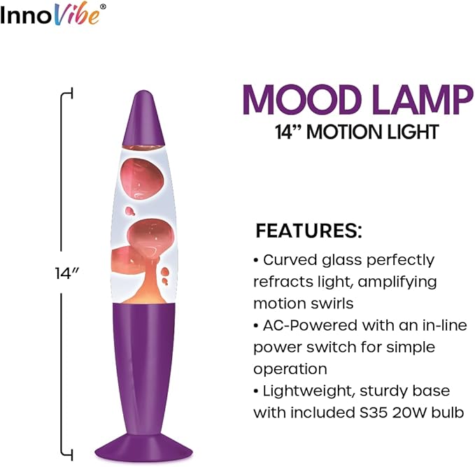 14" Mood Lamp - Beautiful Red Groovy Light, Perfect for Any Room's Vibe, Soothing Ambiance, Gift for Kids, Home Office Decor