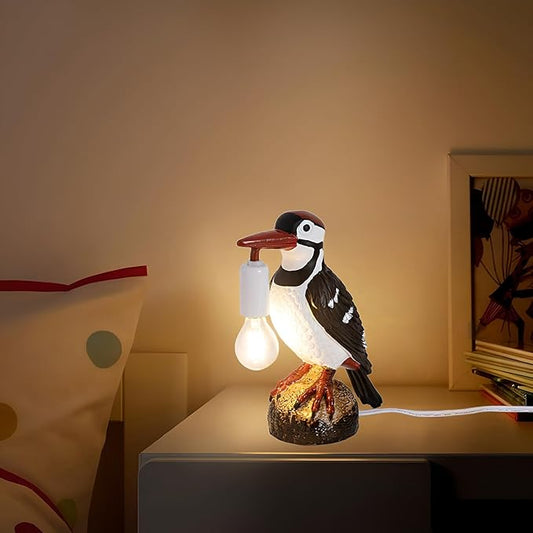 Bird Lamp Table Lamp,Woodpecker Design with LED Bulb,Crow lamp Table Light,Bird Desk Lamp,Table Lamp Crow Decor for Bedroom,Living Room Decoration Woodpecker Desk Lamp