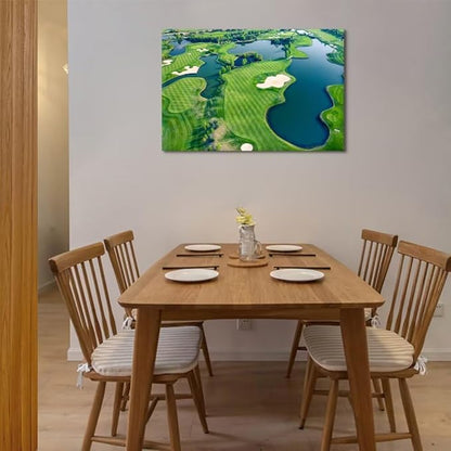 Golf Wall Art for Office Golf Course Picture Poster Canvas Prints Golf Course Picture Wall Decor for Living Room Bedroom Bathroom Home Decorations Framed Artwork Ready to Hang(18''H x 24''W)