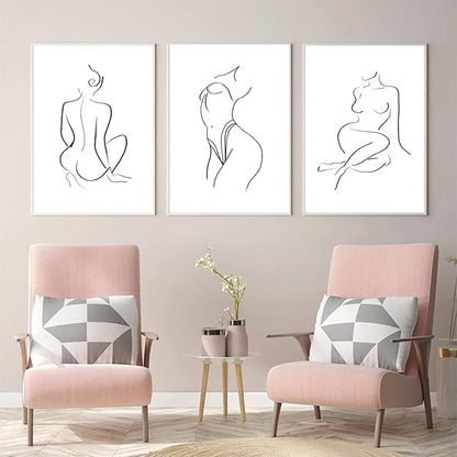 Minimalist Line Wall Art Woman Body Outline Wall Art Prints Women Figure Drawing Painting Body Line Art Wall Decor Female Wall Art Abstract Woman Silhouette Canvas Aesthetic 12x16x3 Inch Unframed