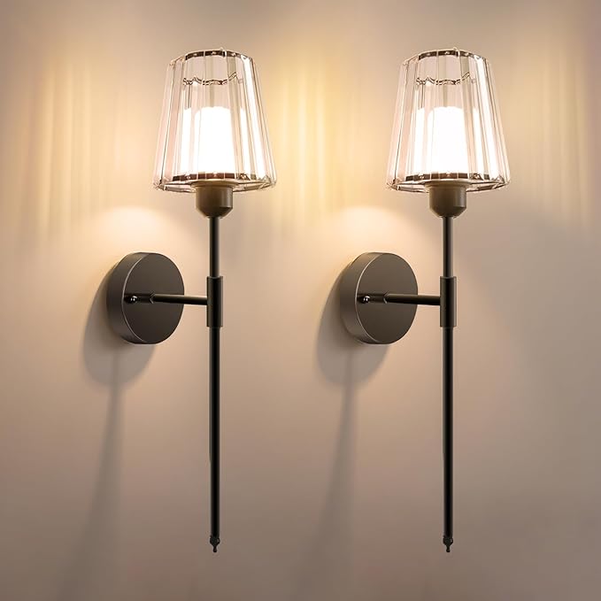 Adetu Crystal Battery Operated Wall Sconce Set of 2, Gold Rechargeable Wall Sconce with 10000mAh Magnetic Bulbs and Remote Control, RGB Dimmable Wireless Battery Wall Lights for Bedroom Living Room