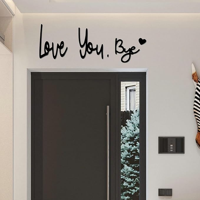 Love You Bye Sign Above Door, Metal Door Topper Wall Decor Express Love and Warm Family Sign for Office Front Bathroom Hallway Entryway Black (LOVE YOU. BYE1)