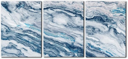 Abstract Wall Art Bedroom Wall Décor 3 Piece Blue Beach Ocean Picture Coastal Theme Nautical Sea Wave Canvas Prints on Canvas Seascape Modern Artwork for Home Living Room Office - 20"x28"x3 Panel