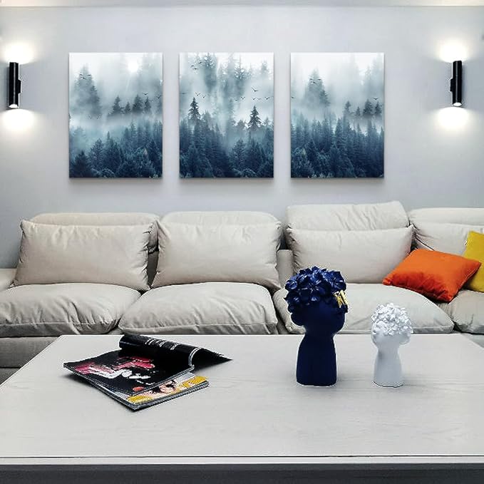 Lapremoly Large Wall Decorations For Living Room Framed Canvas Wall Art For Bedroom Inspiration Wall Decor Misty Forests Trees Wall Paintings Landscape Pictures Artwork Modern Posters Home Decor