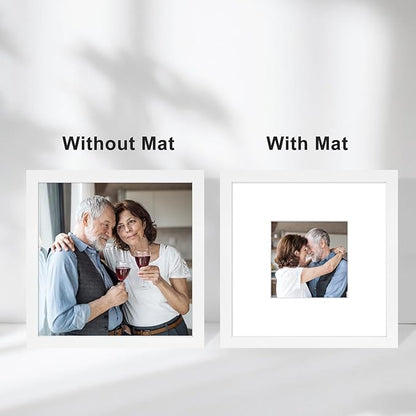 8x8 Picture Frame Set of 6, Display Pictures 4x4 with Mat or 8x8 Without Mat, Tabletop Display and Wall Hanging Photo Frame, Collage Wall Decor Gallery Wall Frame Set,White