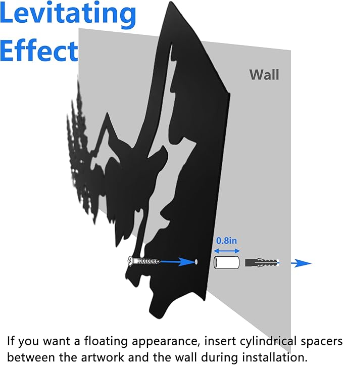 Metal Mountain Wall Art - 42 Inch Long, Mountain Wall Decor for Living Room, Bedroom