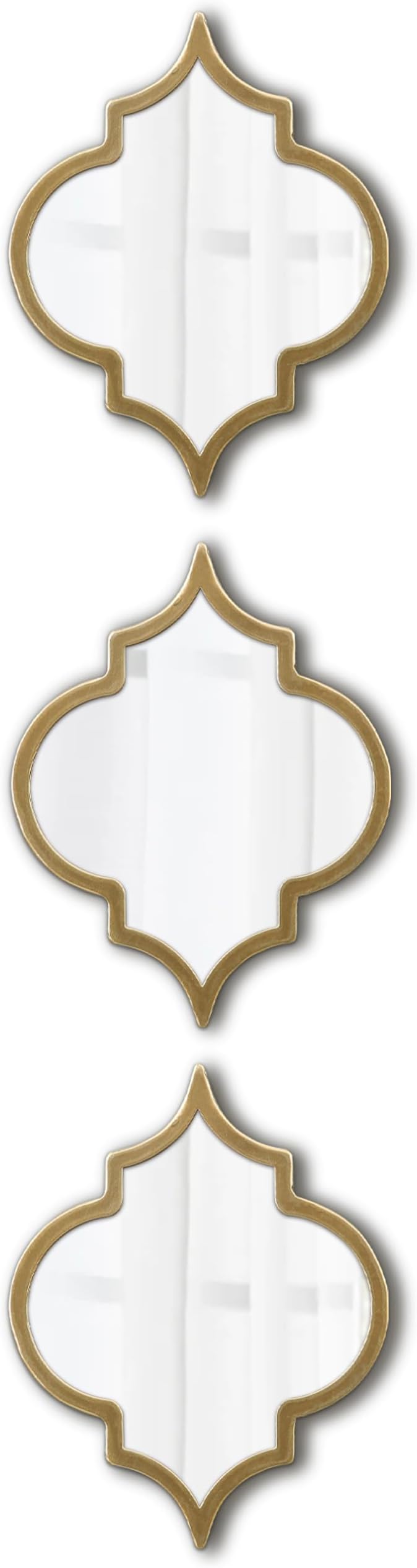 Vintage Oval Small Gold Mirror 8 X 10 Inch, Set of 3 Hanging Scalloped Decorative Metal Mirrors for Wall Decor Living Room Entryway Hallway Bedroom, Unique Metal Wall Art