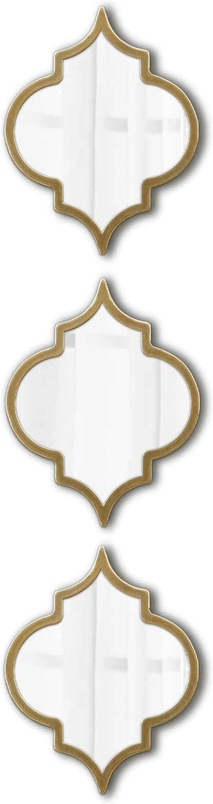 Vintage Oval Small Gold Mirror 8 X 10 Inch, Set of 3 Hanging Scalloped Decorative Metal Mirrors for Wall Decor Living Room Entryway Hallway Bedroom, Unique Metal Wall Art