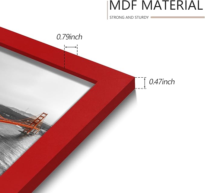 YESKAY 11x14 Picture Frame Set of 9, Photo Gallery Wall Frame Set, Display Pictures 8x10 with Mat or 11 x 14 Without Mat, Multi Photo Frames for Wall Mounting or Table Top Display, Red