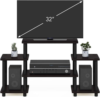 Furinno Turn-N-Tube No Tools Entertainment Center, Round, Square corner, Dark Walnut,11257DWN