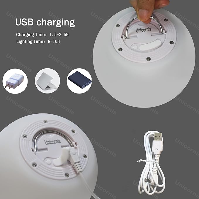 LED Orb Lamp,with Folding Handle Sphere Lights,8 Inch RGB Orb Seamless Matte Sphere Lamp, USB Charging RGB Ball Light,with Remote 16 Colors Light Orbs Balls.