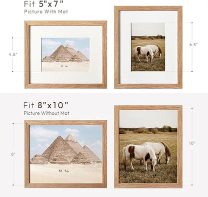 8x10 Picture Frame, Solid Wood 8x10 Photo Frame with Mat, 10 x 8 Picture Frames for Wall and Tabletop Display, Set of 3