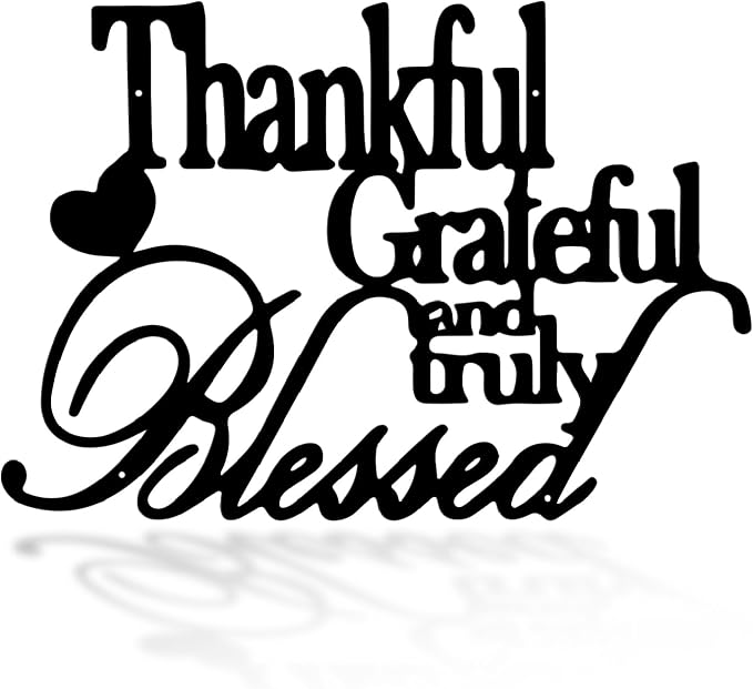 Hppybiry Thankful Grateful Blessed Wall Decor Black Metal Wall Art Thankful Grateful and Truly Blessed Sign Home Decor Entryway Living Room Decoration Signs - 40 Inches