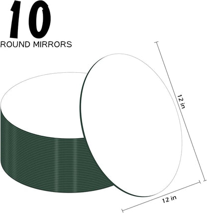 Acrylic Round Mirrors Trays Plates for Table Centerpieces 10PCS Mirrors Candle Plate Circle 1.6mm Acrylic Mirror Tiles for DIY Craft,Wall Decor,Wedding Party Decorations(Acrylic Material(12inch/30cm)