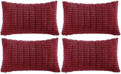 Fancy Homi 4 Packs Decorative Throw Pillow Covers for Living Room Couch Bed, Modern Farmhouse Boho Home Décor Accent Cushion Case, 20" x 12", Burgundy