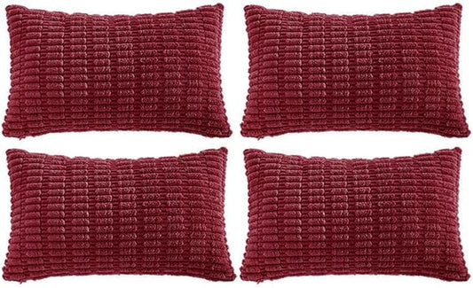 Fancy Homi 4 Packs Decorative Throw Pillow Covers for Living Room Couch Bed, Modern Farmhouse Boho Home Décor Accent Cushion Case, 20" x 12", Burgundy