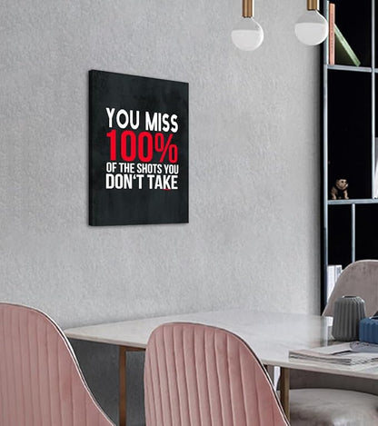 Yatsen Bridge Motivational Wall Art - You Miss 100% Of The Shots Quote, Framed Inspirational Canvas Prints Teamwork Poster for Office & Home Decor (24x36 Inch)