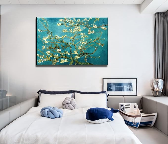 Vincent Van Gogh Canvas Wall Art, Almond Blossom Tree Classic Painting, Famous Artwork Picture Poster Print Wall Decor for Living Room Bedroom Office - 24"x36"