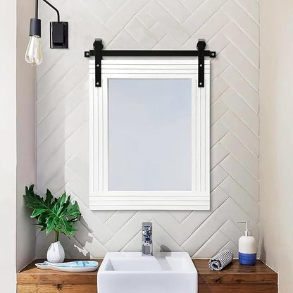 AAZZKANG White Wood Framed Mirror Rectangle Farmhouse Wall Mirror Decor for Bathroom Bedroom Living Room Entryway 20"x16"