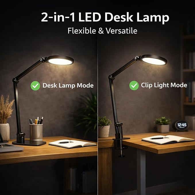 NS LED Desk Lamp 2 Pack, LED Desk Light for Home Office & Video Calls, Adjustable 3000K-6500K Office Lamp with Remote Control, Timer, Memory, CRI95+, Dimmable Desktop Lamp