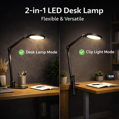 NS LED Desk Lamp 2 Pack, LED Desk Light for Home Office & Video Calls, Adjustable 3000K-6500K Office Lamp with Remote Control, Timer, Memory, CRI95+, Dimmable Desktop Lamp