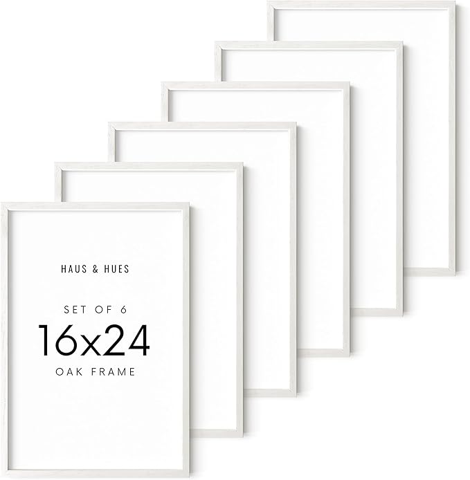 HAUS AND HUES White Oak Wood 16x24 Picture Frames - Set of 6, Natural Frames for Posters and Photos