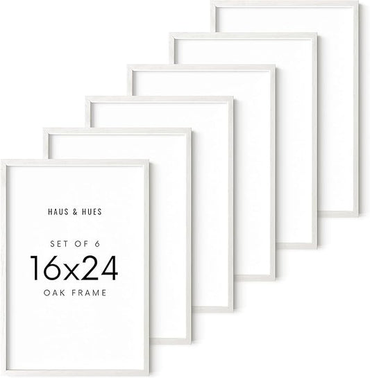HAUS AND HUES White Oak Wood 16x24 Picture Frames - Set of 6, Natural Frames for Posters and Photos
