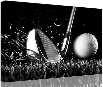 Golf Wall Art Golf Ball Picture Canvas Prints Golf Poster Wall Decor for Living Room Bedroom Home Decorations Framed Artwork Ready to Hang(18''H x 24''W)