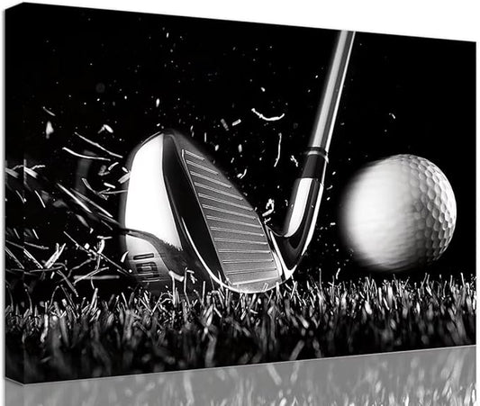 Golf Wall Art Golf Ball Picture Canvas Prints Golf Poster Wall Decor for Living Room Bedroom Home Decorations Framed Artwork Ready to Hang(18''H x 24''W)