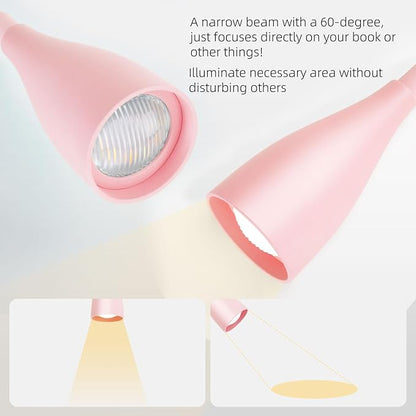 LiFMIRA Wall-Mounted LED Bedside Reading Light with USB Charging Port, 10-Level Dimmable & Adjustable 5 Color, Plug-in Adhesive Night Lamp for Books in Bed, Eye-Caring Bedroom Lighting (Pink)