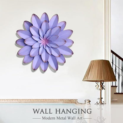 AHYS Metal Flowers Wall Decor Indoor Outdoor Metal Wall Art for Farmhouse Home Living Room Bedroom Bathroom Garden Decor - 12 Inch - Purple