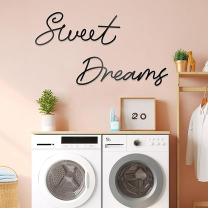 Zzbakress Sweet Dreams Wall Decor For Bedroom, Black Metal Above Bed Wall Decor Large Modern Living Room Farmhouse Sign Wall Decorations For Office Home Bedroom Art(Black, Farmhouse-Large)