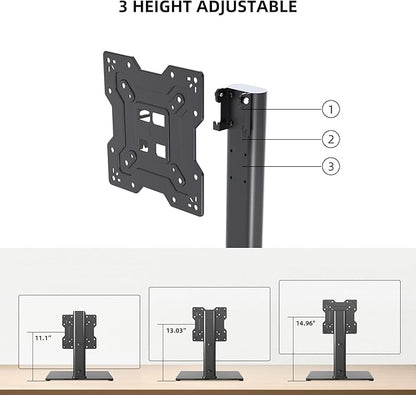 XINLEI Universal TV Stand Base, Table Top TV Stand for 17-43 Inch LCD/LED TVs, Height Adjustable Monitor Mount Stand with Tempered Glass Base Holds up to 88lbs VESA 200x200mm, TS103
