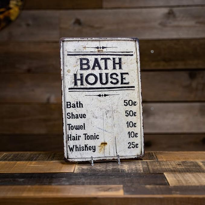 Chico Creek Signs Bath House Price List Sign Vintage Decor Signs Shower Shave House Farmhouse Rustic Bathroom Decorations Wall Art Tin Bathhouse Metal Gift 8 x 12 High Gloss 208120020175
