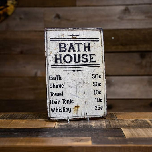 Chico Creek Signs Bath House Price List Sign Vintage Decor Signs Shower Shave House Farmhouse Rustic Bathroom Decorations Wall Art Tin Bathhouse Metal Gift 8 x 12 Matte Finish 108120020175