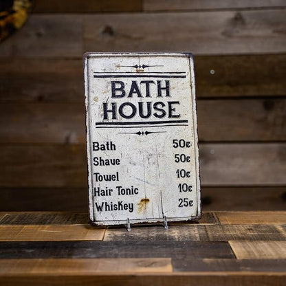Chico Creek Signs Bath House Price List Sign Vintage Decor Signs Shower Shave House Farmhouse Rustic Bathroom Decorations Wall Art Tin Bathhouse Metal Gift 12 x 18 Matte Finish 112180020175