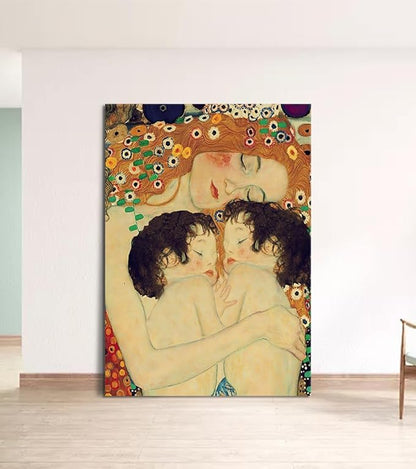 Yatsen Bridge Mother Canvas Wall Art for Living Room Gustav Klimt Style Art Print Home Decoration Stretched and Framed Ready to Hang 28x44 inch