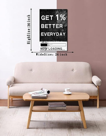 Framed Inspiring Wall Art GET 1% BETTER EVERYDAY Canvas Paintings Wall Decor Gallery Wrapped Ready to Hang-24 Wx36 H