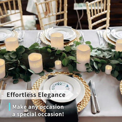 FURORA LIGHTING White Crystallized Flameless Candles - Real Wax, Adjustable Brightness, Remote & Timer - 4 Pillars (3x4, 3x6) and 4 Votives, 8-Pack, Battery Operated