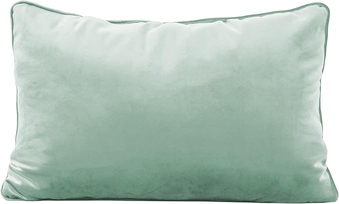 FDP 16" x 24" Velvet Rectangle Lumbar Pillow Set with Piping Decorative Throw Pillow for Home Dcor in Living Room, Bedroom or Lounge (2-Pack) - Aloe, 15160-347