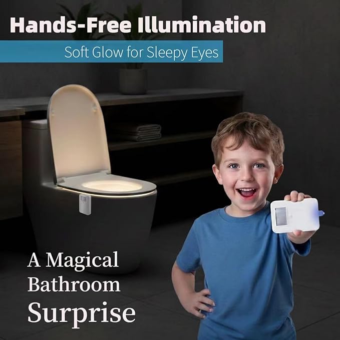 2 Pack Rechargeable Toilet Night Light with Motion Activated Sensor, 16 Colors LED Nightlight Inside Bowl, Cool Stuff for Bathroom Accessories, Unique & Funny Gadgets for Men/Kids Birthday Gift 2025