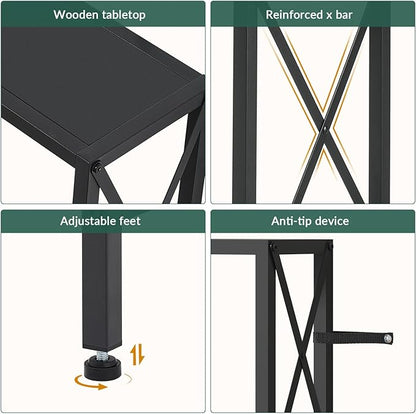 Gewudraw Console Table Narrow Long, Behind Couch Table with Oulets & USB Ports, Industrial Long Skinny Stand for Entryway,Hallway, Living Room, Bedroom Black, 7.9" D x 70" W x 30.3" H