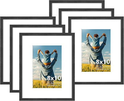ATOBART 8x10 Black Wood Photo Frame,6 Pack Picture Frames Plexi Glass front Wall Hanging Gallery for Wall and Tabletop Display,set of 6